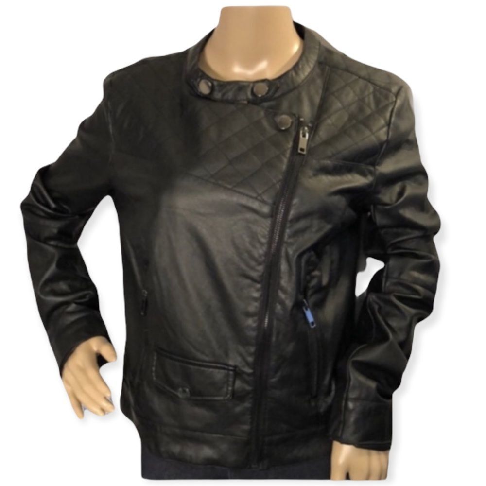 Dollhouse Outerwear Faux Leather Black Moto Jacket Large L